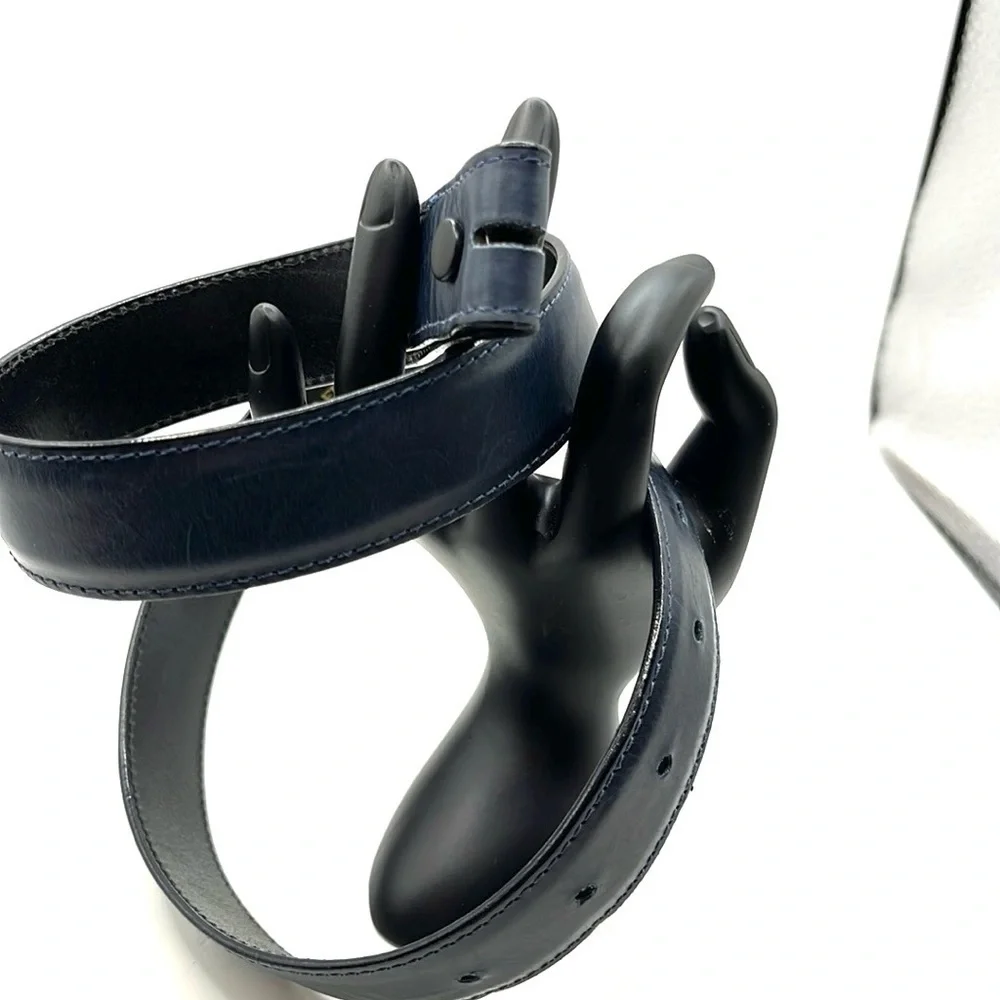Vintage Kleinberg Sherrill Blue Leather Belt size  M Luxury Brand